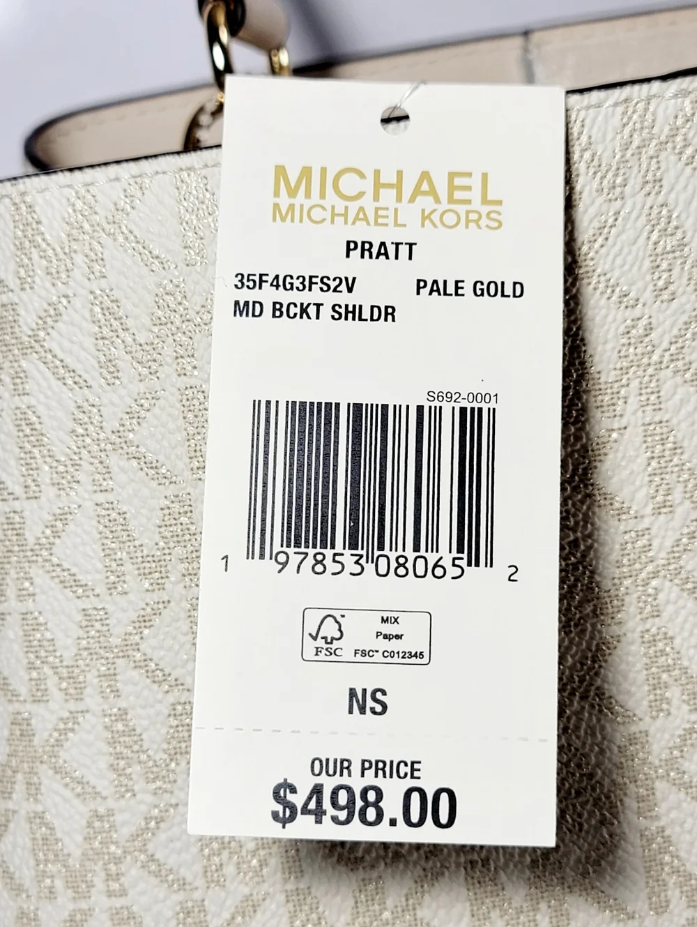 Michael Kors Pratt Medium MK Logo Bucket Shoulder Bag.